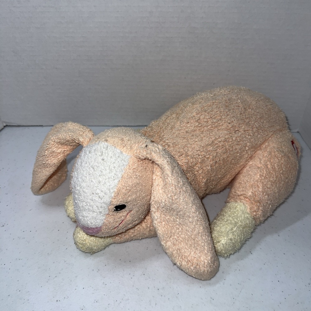 TY HONEYBUNNY Baby ORANGE BUNNY RATTLE PILLOW PAL STUFFED‎ PLUSH Terrycloth 13"